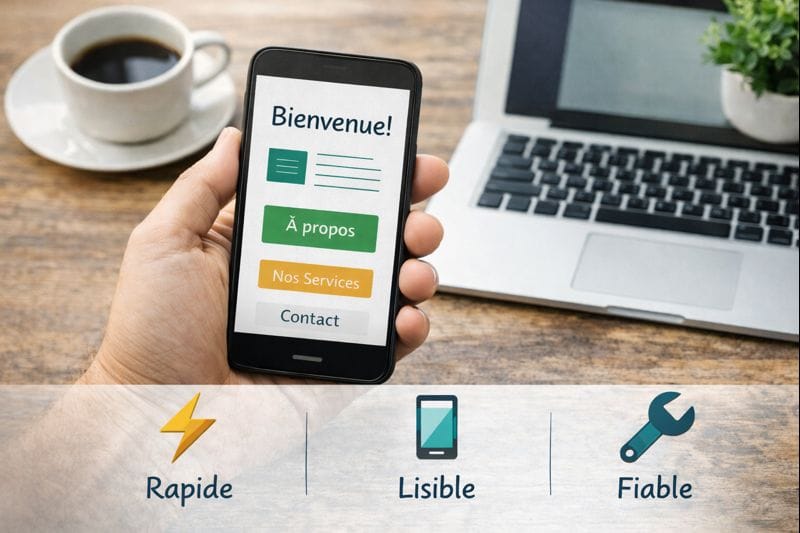 Design de site web minimal et professionnel adapté aux mobiles