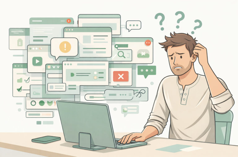 Illustration d’un client perdu face à un site web trop complexe