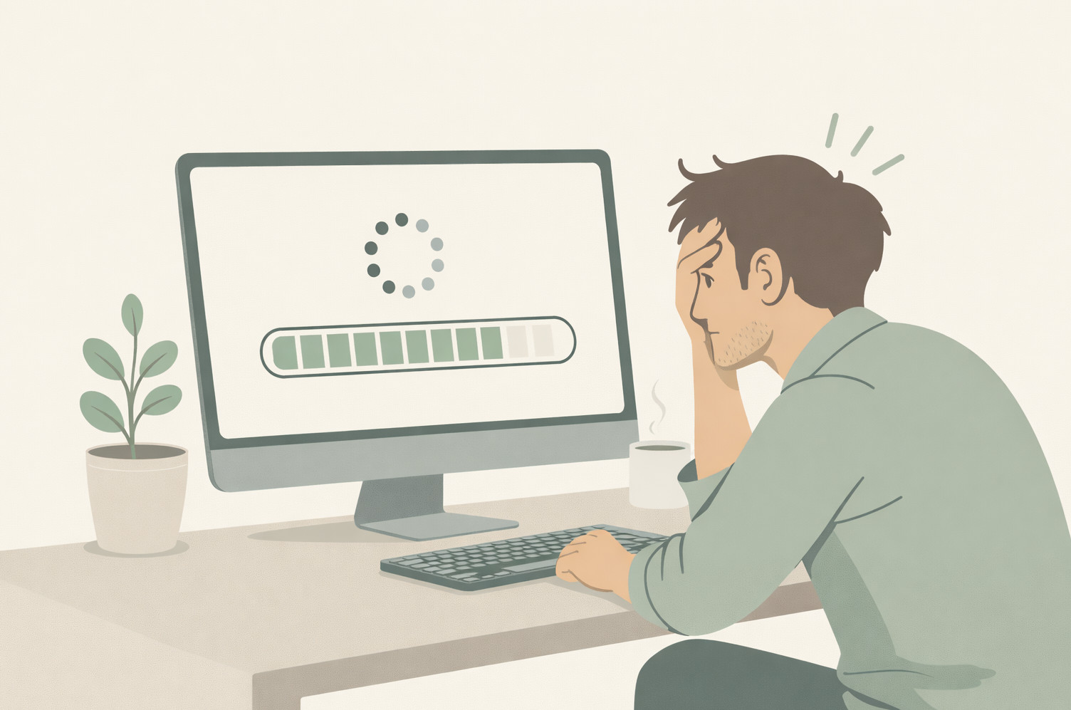 Illustration d’un client qui attend devant un site web lent