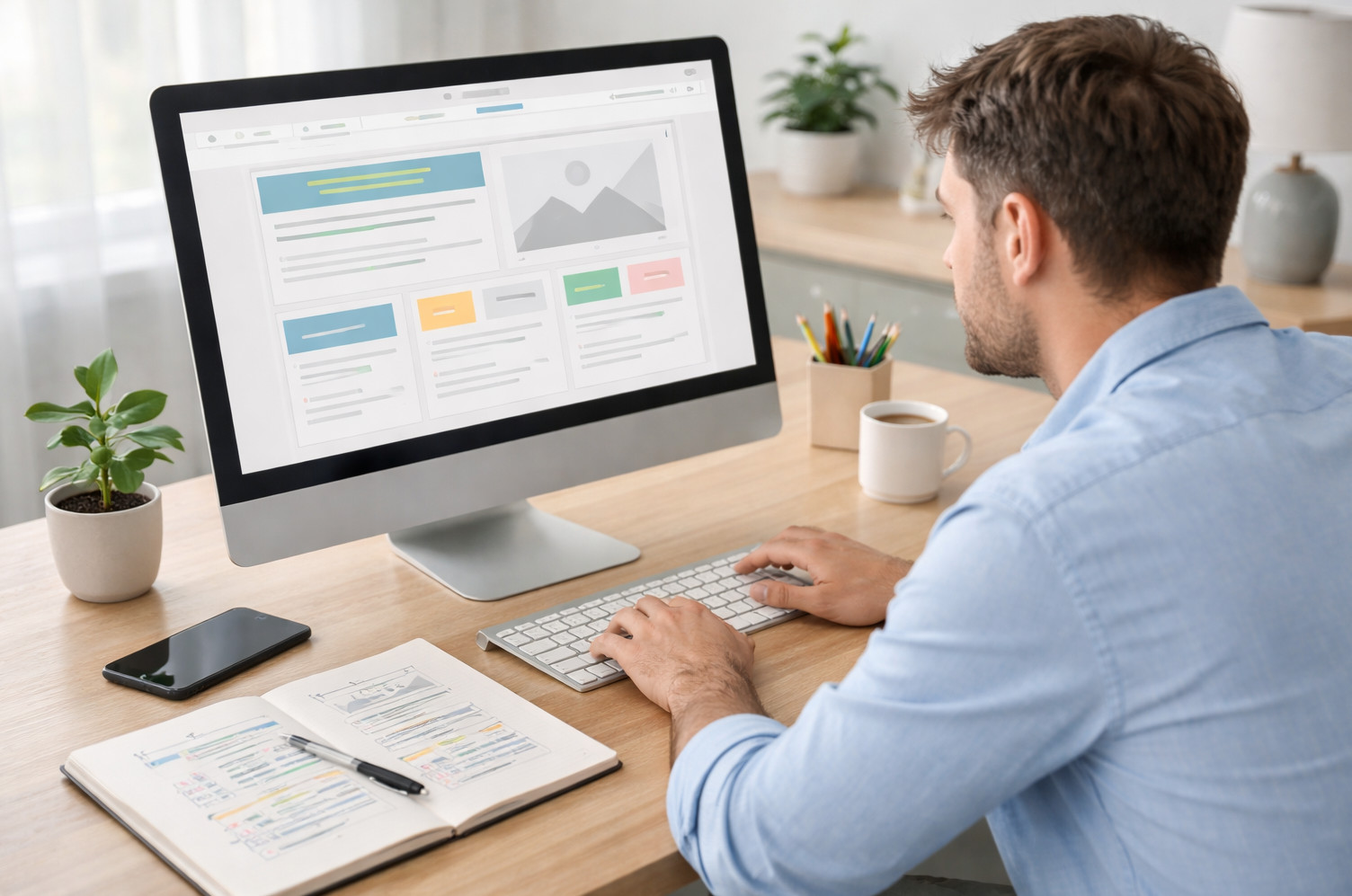 Professionnel travaillant sur une navigation simple et claire de site web
